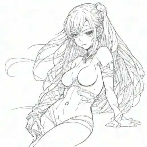 Anime girl nude tattoo design idea