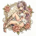 Anime girl soft nude tattoo design idea