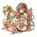 Anime girl soft nude tattoo design idea