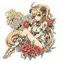 Anime girl soft nude tattoo design idea