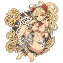 Anime girl soft nude tattoo design idea