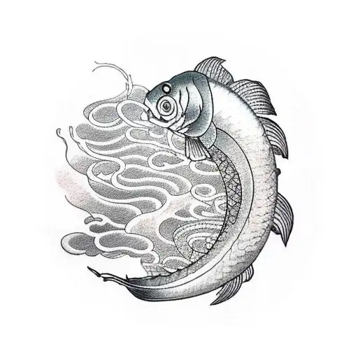 arm wave carp tattoo design idea