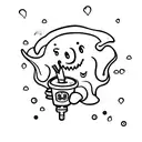happy simple cute ghost smiling and holding a slushy tattoo design idea