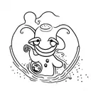 happy simple cute ghost smiling and holding a slushy tattoo design idea