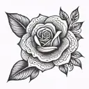 A delicate rose intertwined with traditional Maori patterns, symbolizing the balance between nature and culture tattoo design idea