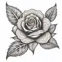 A delicate rose intertwined with traditional Maori patterns, symbolizing the balance between nature and culture tattoo design idea