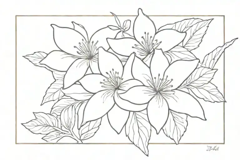 Michelle with clematis flower tattoo design idea