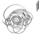 An abstract representation of music and art merging under a crescent moon tattoo design idea