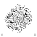 An abstract representation of art merging under a crescent moon tattoo design idea