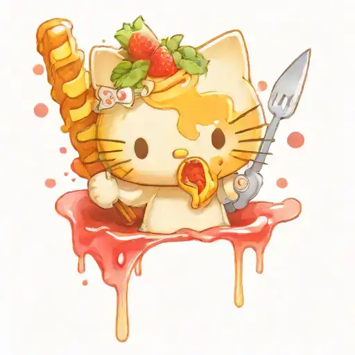 hello kitty eating kebab  tattoo design idea