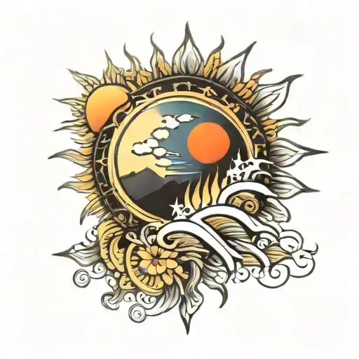philippines sun rising tattoo design idea