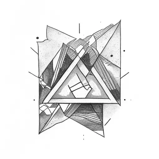 triangle with three object tattoo design idea
