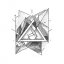 triangle with three object tattoo design idea