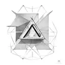 triangle with three object tattoo design idea