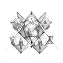 triangle with three object tattoo design idea