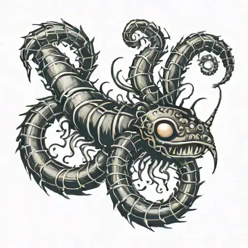 creepy dark centipede  tattoo design idea