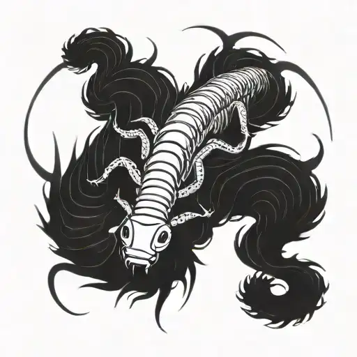 Tokyo ghoul centipede crawling on leg tattoo design idea