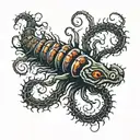 creepy dark centipede  tattoo design idea