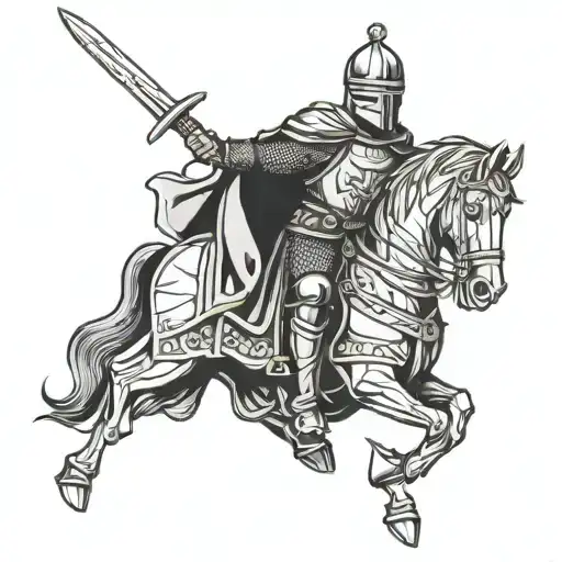 English Crusader Knight with sword tattoo design idea