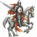 English Crusader Knight with sword tattoo design idea