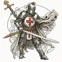English Crusader Knight with sword tattoo design idea