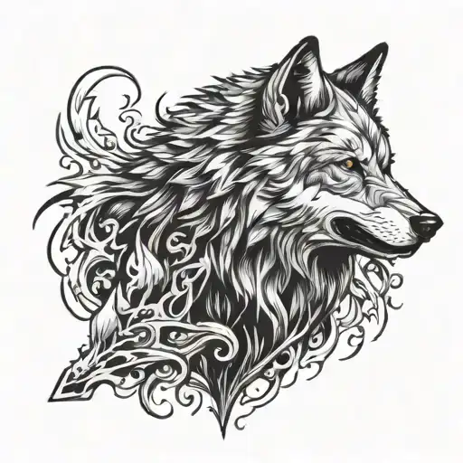 angry wolf tattoo design idea