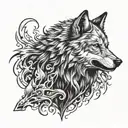 angry wolf tattoo design idea