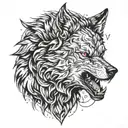 angry wolf tattoo design idea
