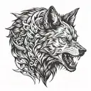 angry wolf tattoo design idea