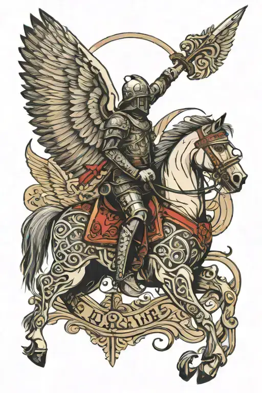 polish winged hussar Irish Catholi cross intertwined tattoo design idea