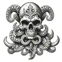 octopus skull boat anchor tattoo design idea