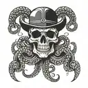 octopus skull boat anchor tattoo design idea