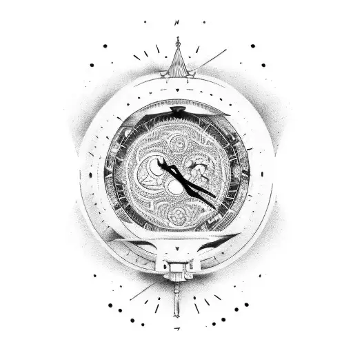 reloj de arena con concepto de vida y muerte, con la luna y el sol  tattoo design idea