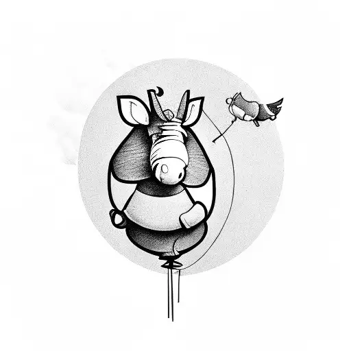 eeyore with balloons tattoo design idea