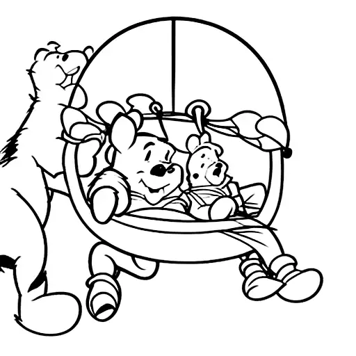 winnie the pooh on a swing tattoo design idea