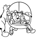 winnie the pooh on a swing tattoo design idea
