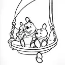 winnie the pooh on a swing tattoo design idea
