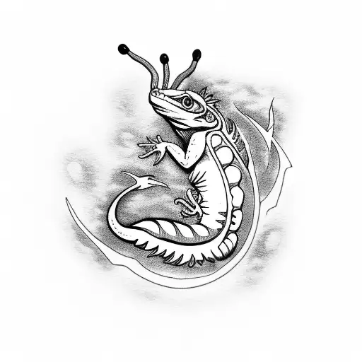 fire gecko tattoo design idea