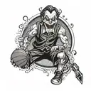 God playing basketball with a Joker card tattoo design idea