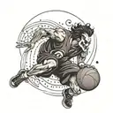 God playing basketball with a Joker card tattoo design idea