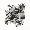 God playing basketball with a Joker card tattoo design idea