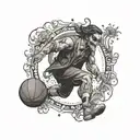 God playing basketball with a Joker card tattoo design idea