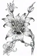 Red spider lily flower tattoo design idea