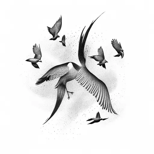 A music sheet transforming into a flock of birds tattoo design idea