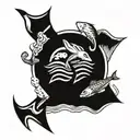 Can make the unique tatto design for me with combination of the below signs :  Wave, Anchor  Arrow, Fish tattoo design idea