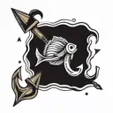 Can make the unique tatto design for me with combination of the below signs :  Wave, Anchor  Arrow, Fish tattoo design idea