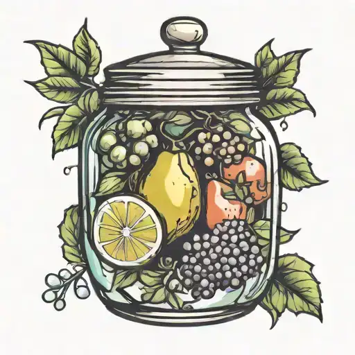 jar with fruits tattoo design idea