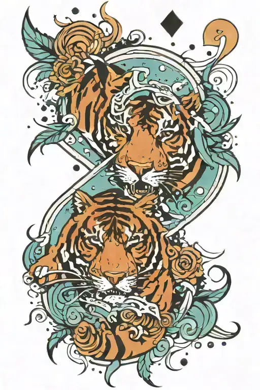 pisces constellation and zodiac symbol with letter A and tigers eyes with tearing skin tattoo design idea