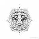 Aries and Leo zodiac symbols intertwined with geometric figures tattoo design idea
