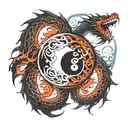 yin yang symbol incorporated dragon water  tattoo design idea